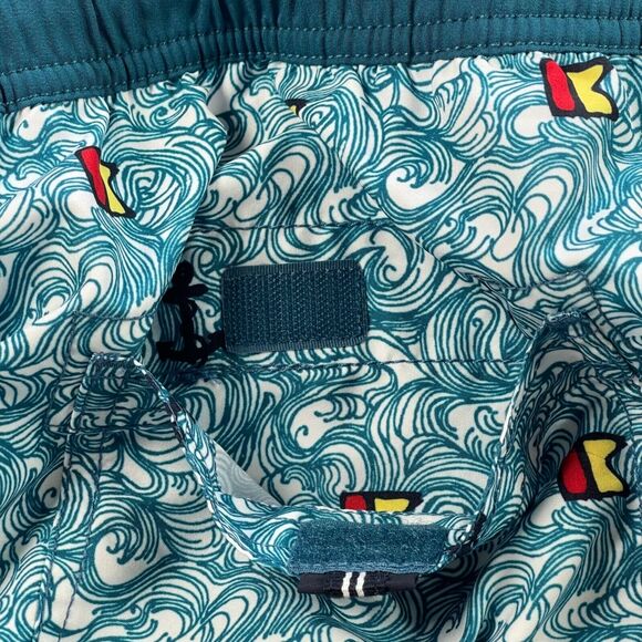 Nautica Swim Trunks Mens XXL Turquoise Shore Sailing Anchor Flag Wave - Picture 8 of 12